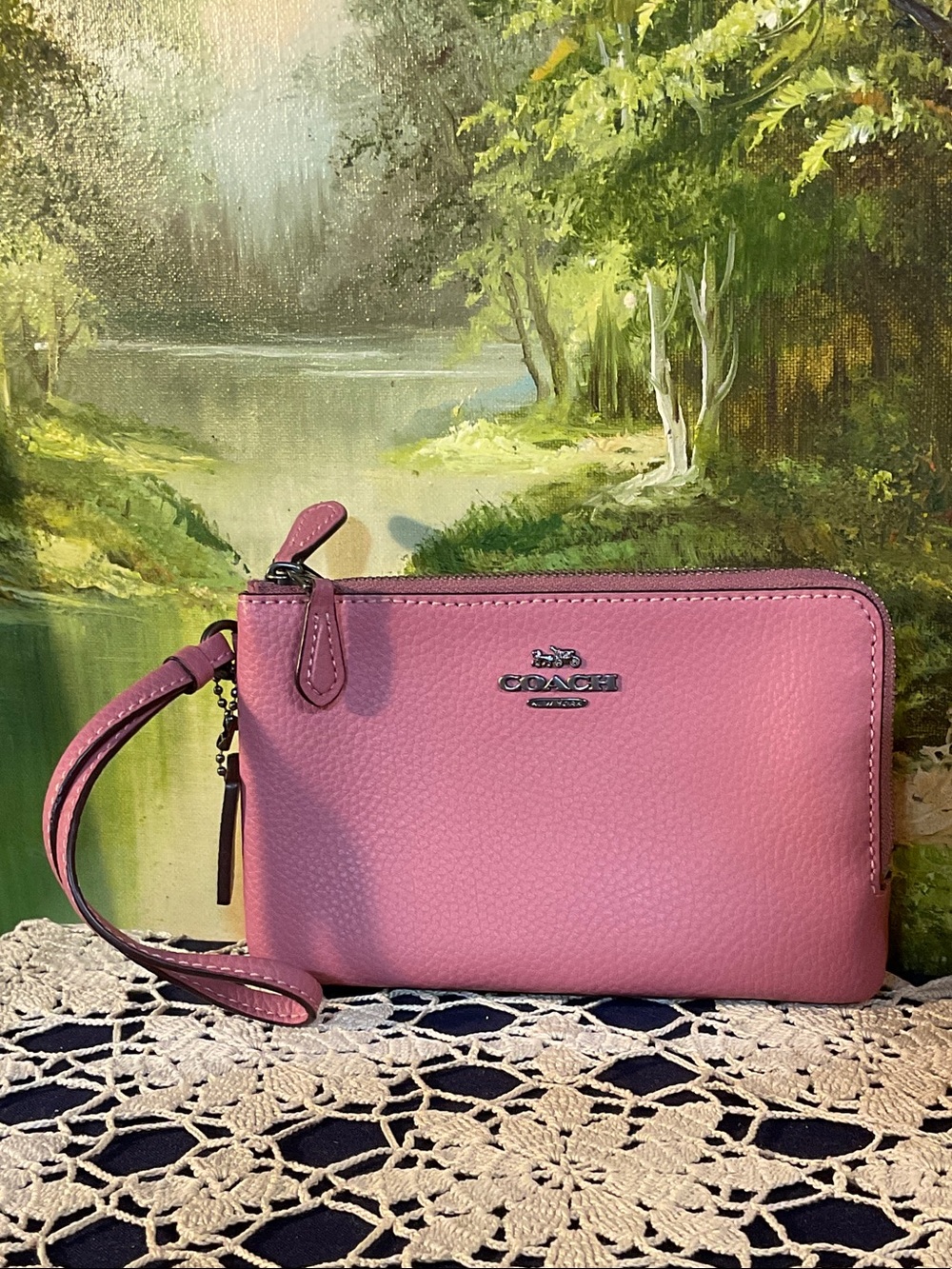 Coach Pink Pebbled Leather Wristlet